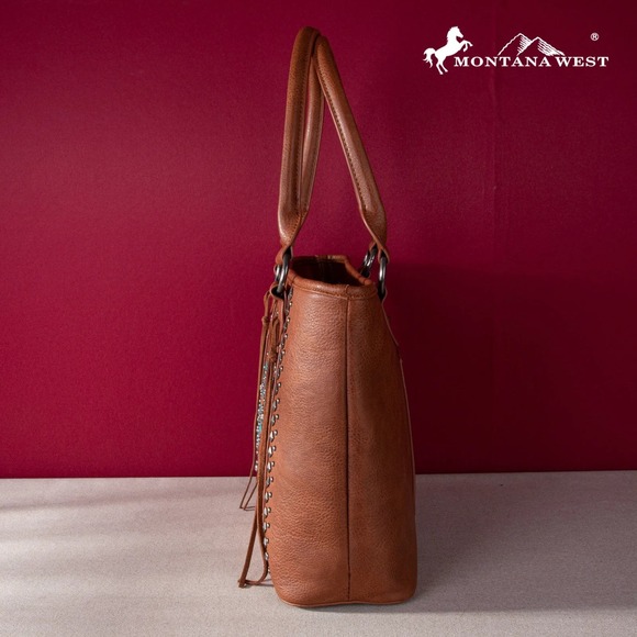 MONTANA WEST Embroidered Aztec Collection Brown Concealed Carry Tote Bag NWT